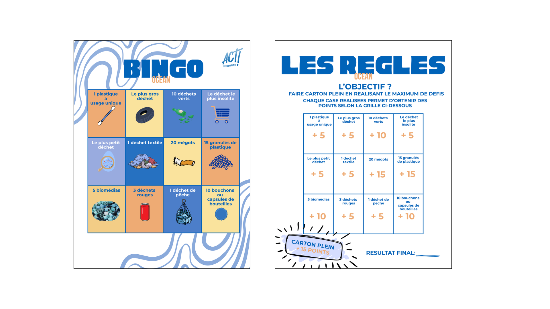 carton de bingo ramassage de d&eacute;chets