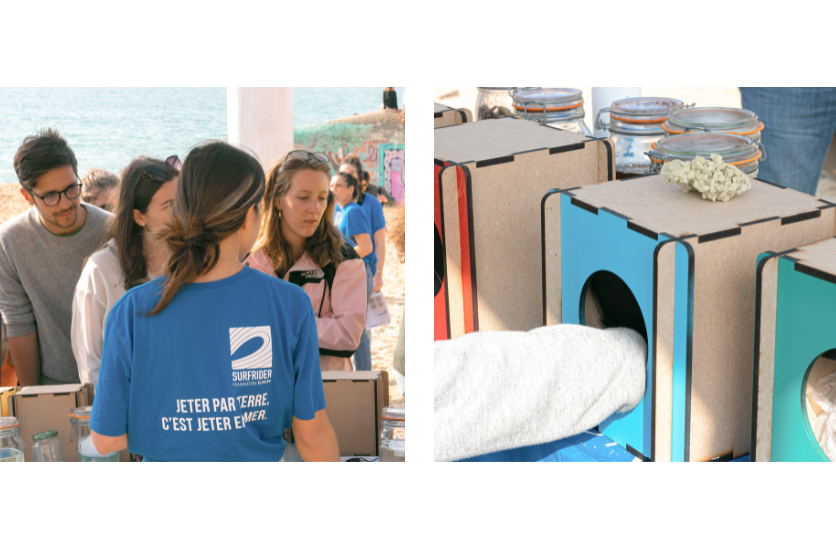 Photo stand de sensibilisation surfrider, surprise de la mar&eacute;e